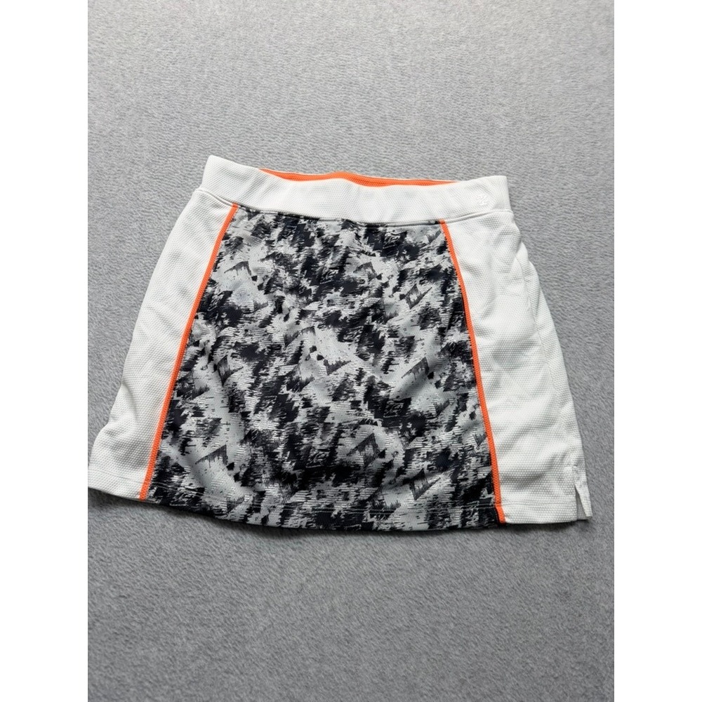 Izod Advantage Womens Golf Tennis Skort White Black Orange Abstract Print Sz M